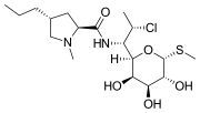 кліндаміцин Clindamycinum   Хімічне з'єднання   ІЮПАК   (2S, 4R) -N- {2-хлор-1 - [(2R, 3R, 4S, 5R, 6R) -3,4,5-тригідрокси-6- (метілсульфаніл) оксан-2-іл] пропив} - 1-метил-4-пропілпірролідін-2-карбоксамід   Брутто-формула   C18H33ClN2O5S   CAS   18323-44-9   PubChem   29029   DrugBank   DB01190   Класифікація   Фармакол