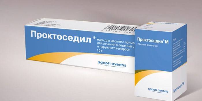 Проктоседил;   Реліф Адванс;   Реліф Ультра;   Ауробін;   Гепаринова мазь;   Обліпихова мазь;   Гепатромбин Г;   Постерізан