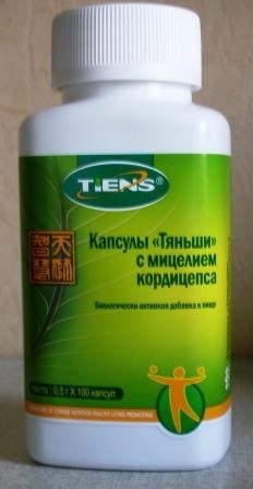 До складу Кордицепса Тяньши входять такі компоненти як: аденозин, аденін, манітол і порошок ферментованого міцелію гриба Кордицепса, який росте високо в горах Тибету, Китаю, необхідні амінокислоти, вітаміни, полісахариди, мікроелементи